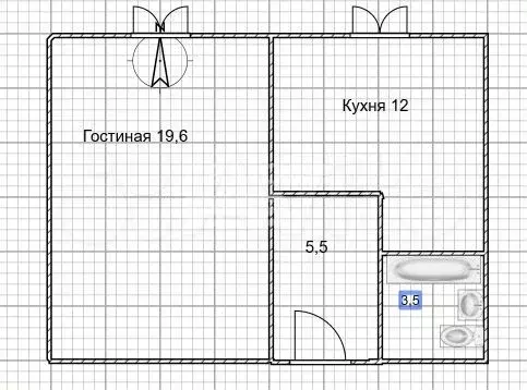 1-к. квартира, 40,6 м, 2/3 эт. - Фото 1