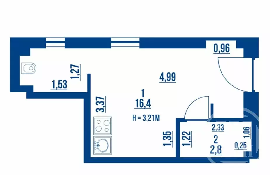 Квартира-студия: Санкт-Петербург, Приморский проспект, 6 (19.2 м) - Фото 1