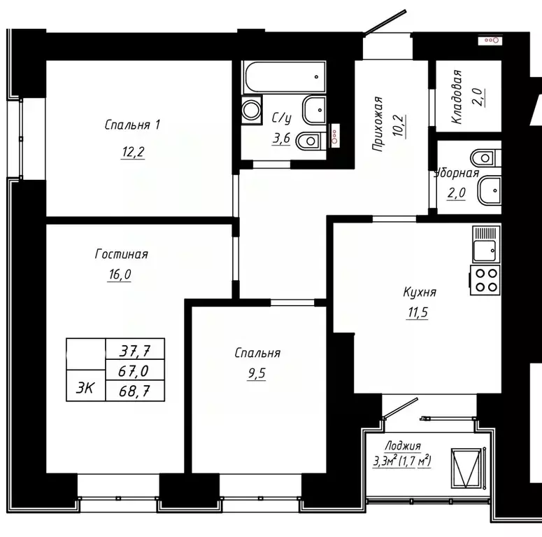 3-к кв. Алтайский край, Барнаул ул. Сухэ-Батора, 39 (68.7 м) - Фото 0