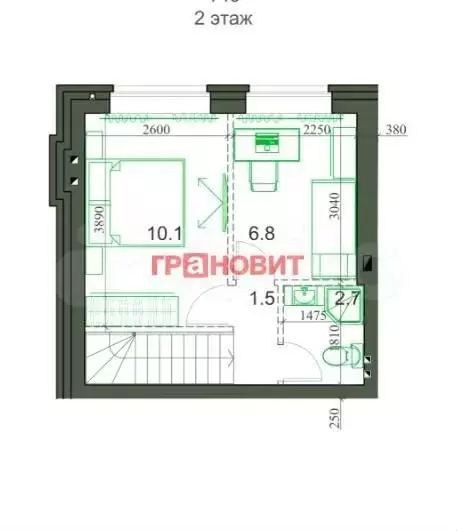 2-к. квартира, 45,8 м, 1/2 эт. - Фото 1