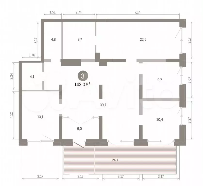 3-к. квартира, 143 м, 1/8 эт. - Фото 1