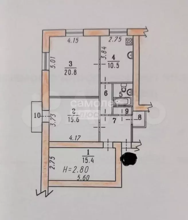 3-к. квартира, 77,4 м, 2/2 эт. - Фото 0