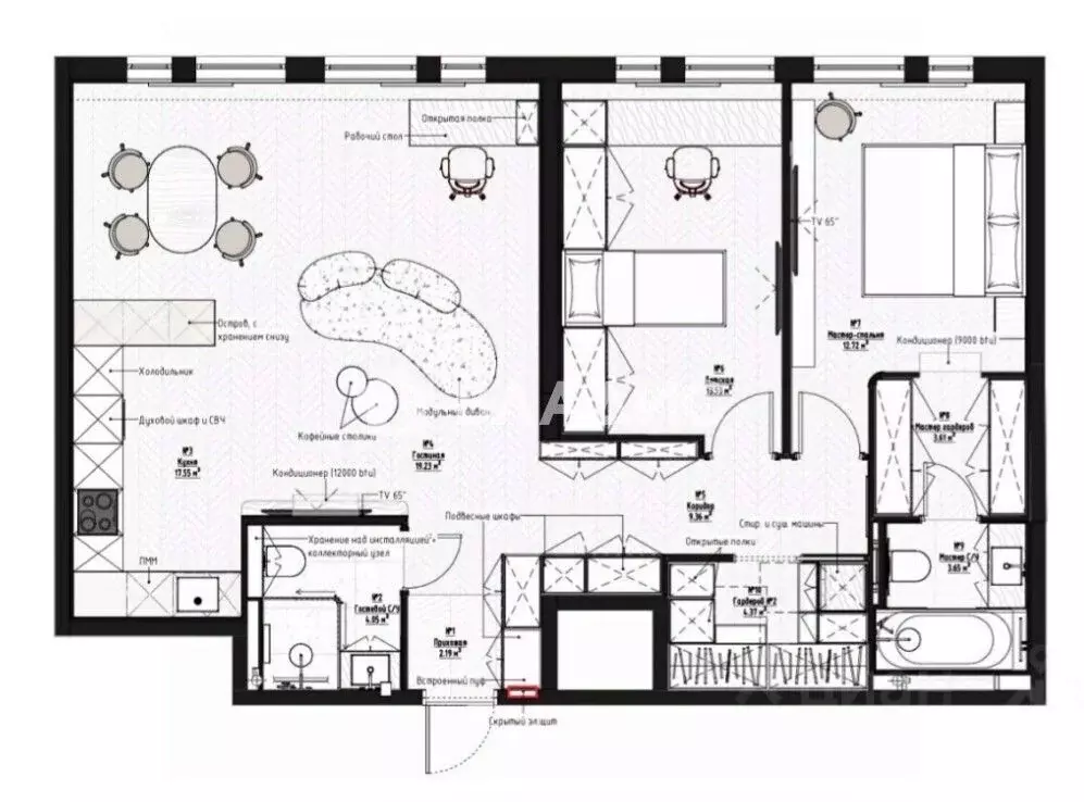 3-к кв. Москва Новоостаповская ул., 16к1 (95.0 м) - Фото 2