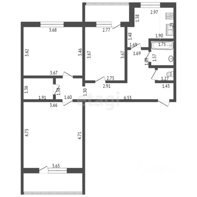 3-к кв. Мордовия, Саранск ул. Гагарина, 96/1 (69.7 м) - Фото 2