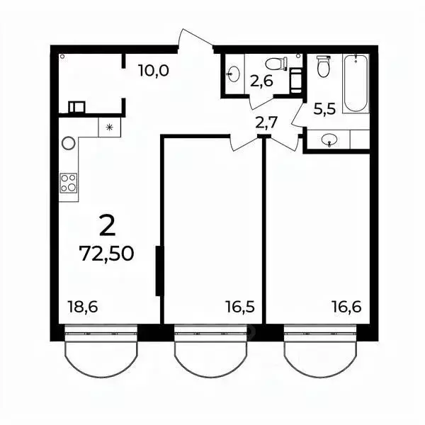 2-к кв. Нижегородская область, Нижний Новгород ул. Воровского, 8 (73.0 ... - Фото 1