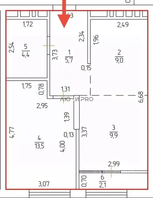 2-к кв. Башкортостан, Уфа Революционная ул., 39/3 (44.6 м) - Фото 2