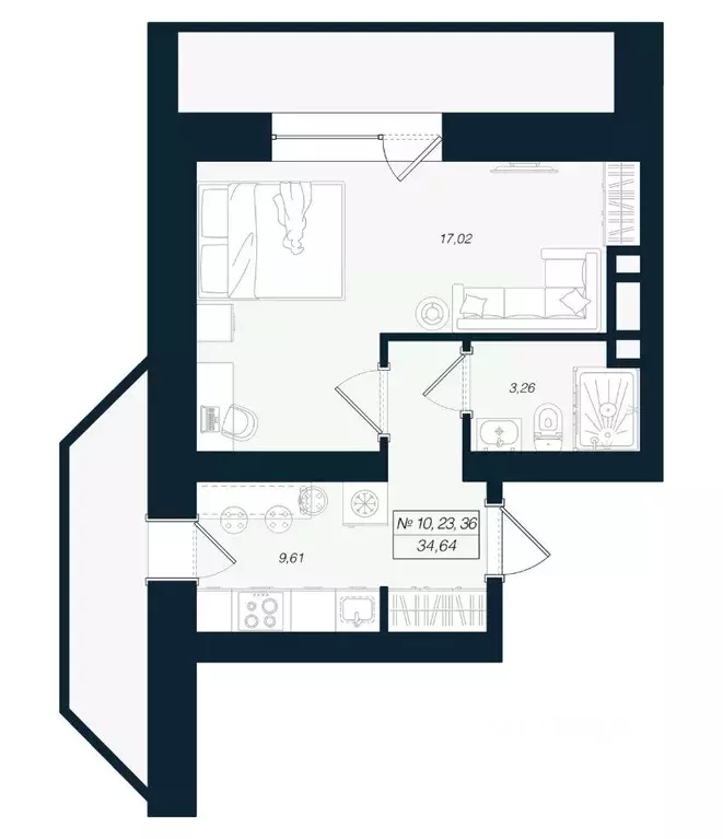 1-к кв. Ленинградская область, Выборгский район, Рощино пгт ул. ... - Фото 1