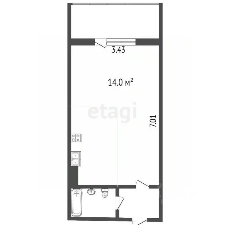 Студия Ханты-Мансийский АО, Сургут тракт Тюменский, 4 (28.7 м) - Фото 1