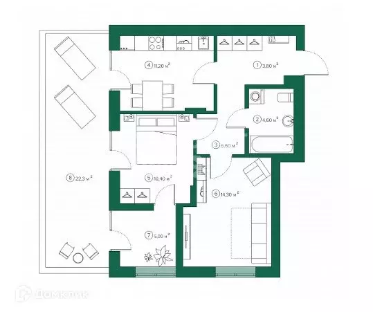 Продаётся 2-к квартира, 60.1 м - Фото 0