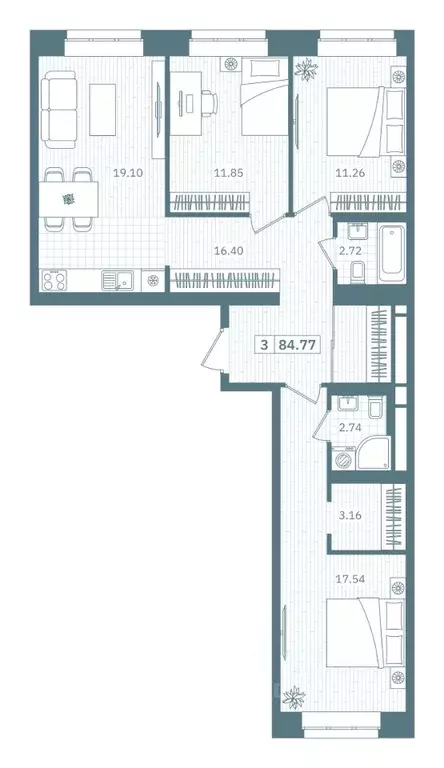 3-к кв. Ханты-Мансийский АО, Нефтеюганск 9А мкр, Прибрежный Парк жилой ... - Фото 1