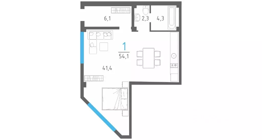 2-к кв. Севастополь Севастопольская зона ЮБК кв-л, 14А (53.2 м) - Фото 2