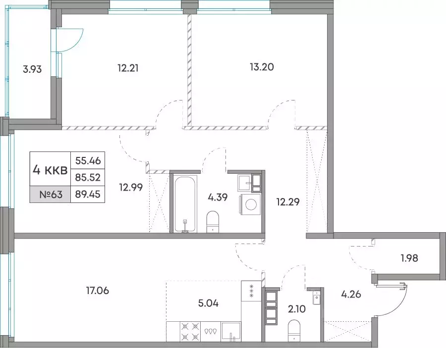 4-к кв. Карелия, Петрозаводск Александровский Завод тер.,  (89.45 м) - Фото 1