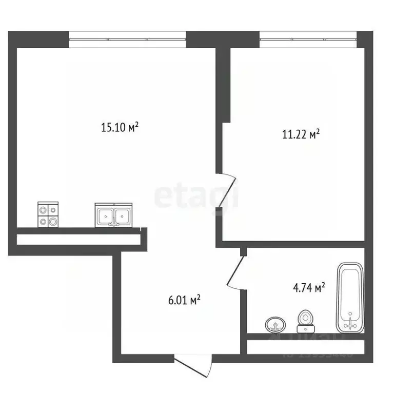 1-к кв. Тюменская область, Тюмень ул. Новоселов, 103 (37.7 м) - Фото 2