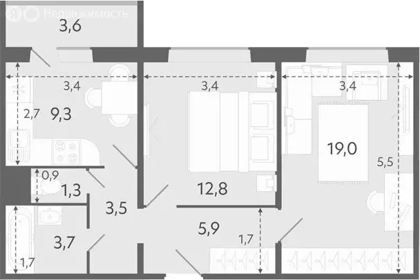 2-комнатная квартира: Новосибирск, улица Титова, 252 (59 м) - Фото 0