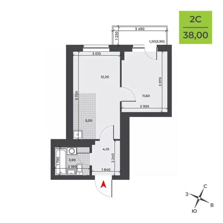 2-к кв. Новосибирская область, Новосибирск Юбилейный мкр,  (38.0 м) - Фото 0