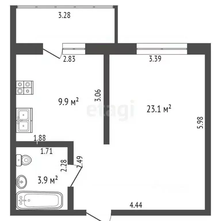 1-к кв. Омская область, Омск Транссибирская ул., 6к2 (37.0 м) - Фото 1