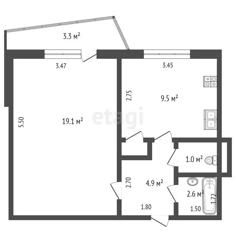 1-комнатная квартира: Самара, Владимирская улица, 58 (37.1 м) - Фото 1