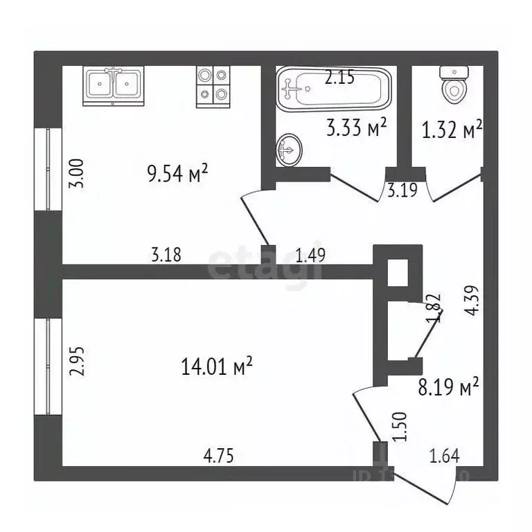 1-к кв. Ульяновская область, Ульяновск ул. Карла Маркса, 33/2 (37.1 м) - Фото 2