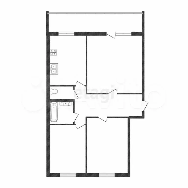 3-к. квартира, 60,4 м, 5/5 эт. - Фото 0