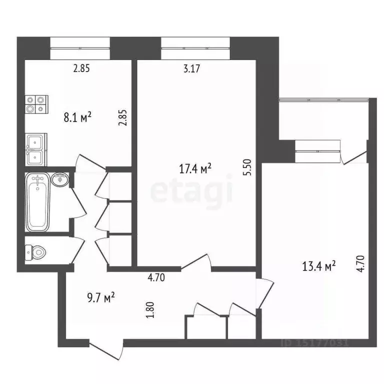 2-к кв. Ямало-Ненецкий АО, Новый Уренгой Мирный мкр, 2/4 (54.0 м) - Фото 2