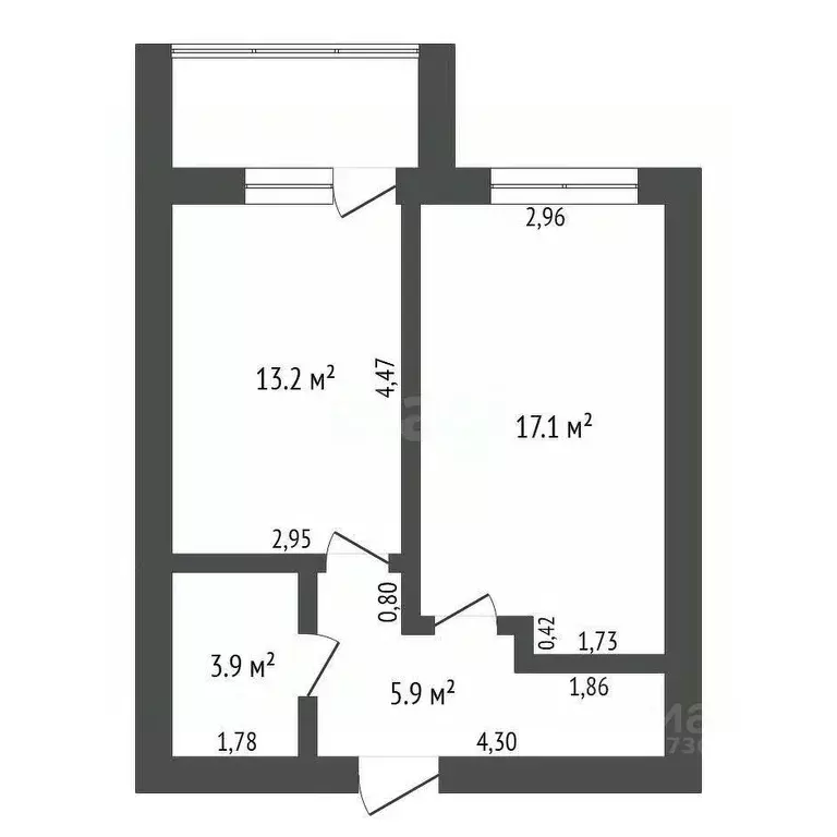 1-к кв. Амурская область, Благовещенск ул. Строителей, 70 (42.4 м) - Фото 1