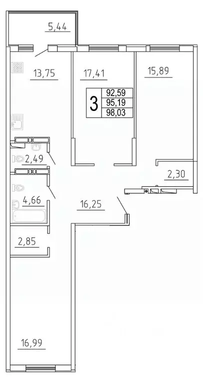 3-к кв. Самарская область, Самара ул. Дыбенко, 5 (97.74 м) - Фото 1