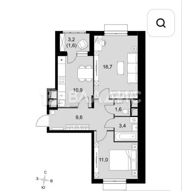 2-комнатная квартира: посёлок Развилка, Римский проезд, 15 (54.8 м) - Фото 1