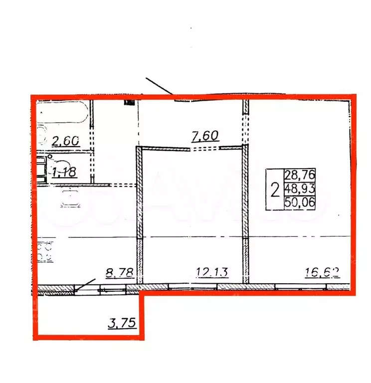 2-к. квартира, 48,9 м, 6/8 эт. - Фото 0