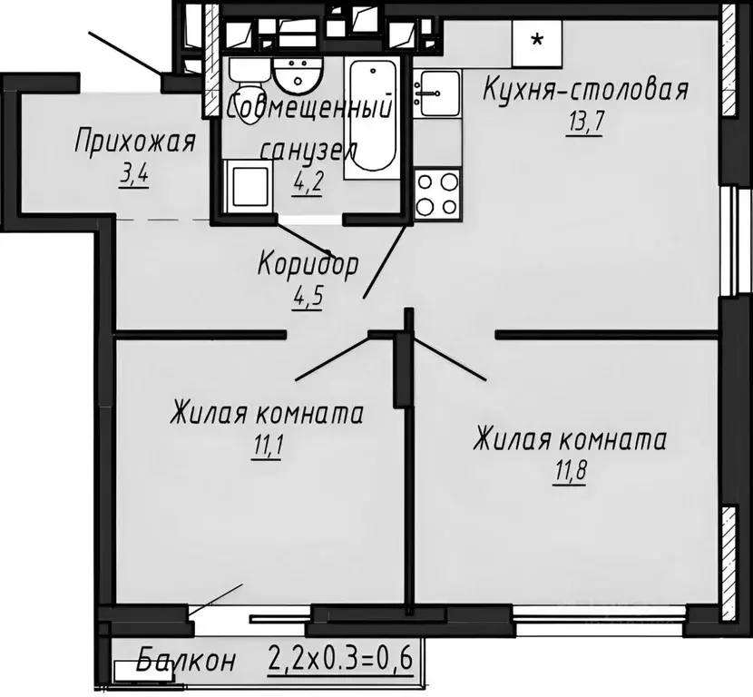 2-к кв. Удмуртия, Завьяловский район, с. Первомайский ул. Строителя ... - Фото 1