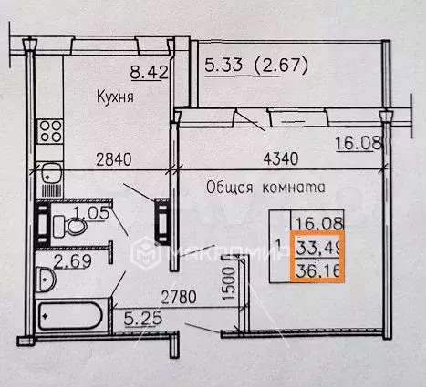 1-к. квартира, 36 м, 4/10 эт. - Фото 0