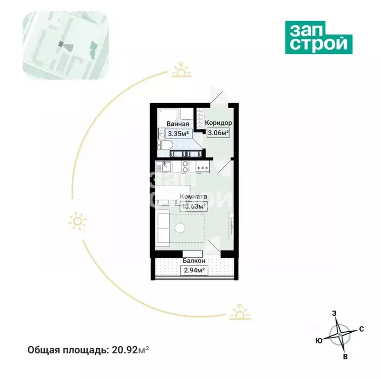 Студия Ленинградская область, Мурино Всеволожский район, ул. Графская, ... - Фото 2