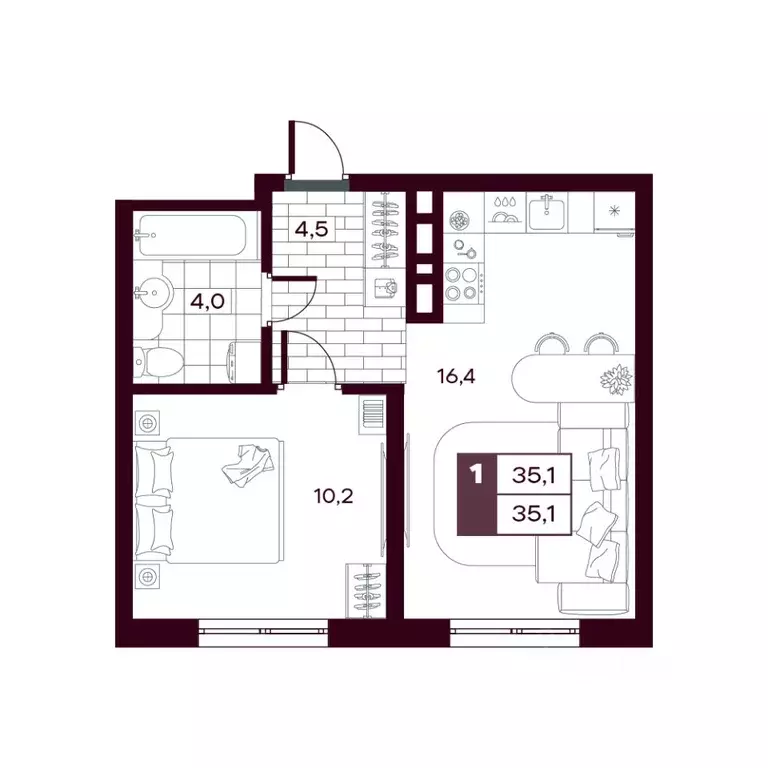1-к кв. Тюменская область, Тюменский муниципальный округ, д. Дударева ... - Фото 1