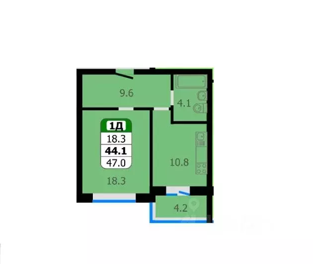 1-к кв. Чувашия, Новочебоксарск Восточная ул., 1к2 (47.0 м) - Фото 1