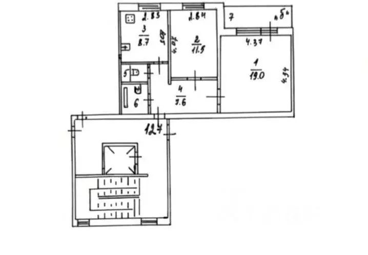 Квартира, 2 комнаты, 50.6 м - Фото 1