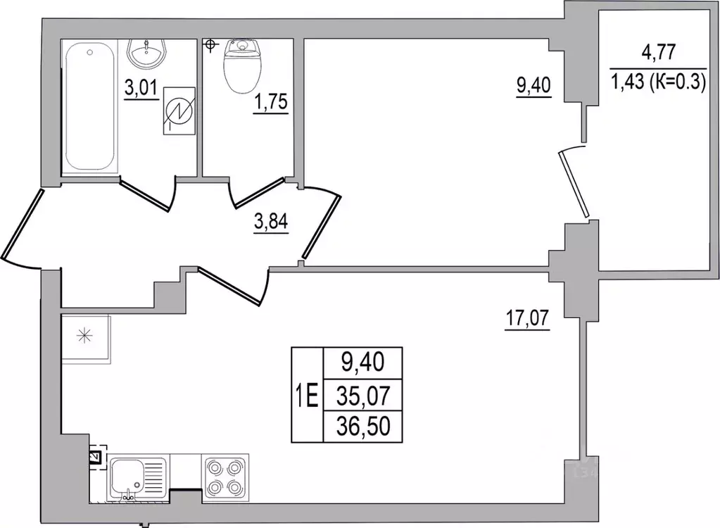 1-к кв. Псковская область, Псков ул. Юности, 32 (36.5 м) - Фото 0