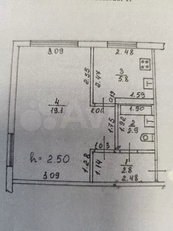1-к. квартира, 30,6 м, 1/5 эт. - Фото 0