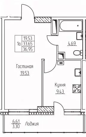 1-к кв. Саха (Якутия), Якутск просп. Михаила Николаева, 5/1с2 (36.95 ... - Фото 0