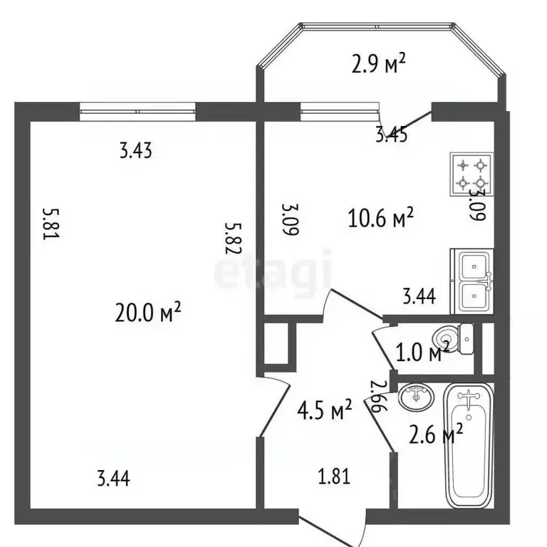 1-к кв. Санкт-Петербург Брюсовская ул., 6к3 (38.7 м) - Фото 2