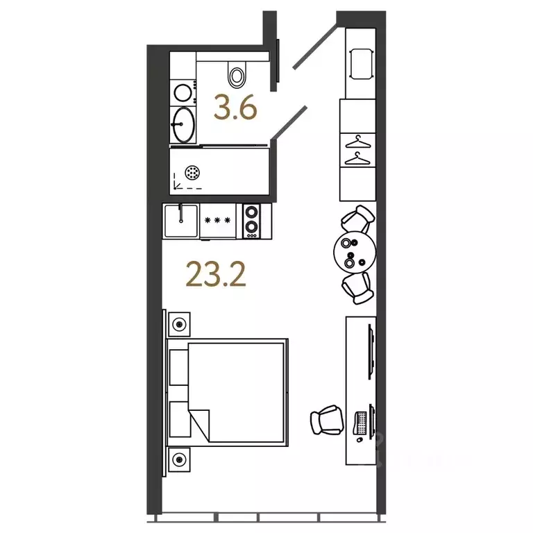Студия Санкт-Петербург Ташкентская ул., 6к2 (26.8 м) - Фото 0