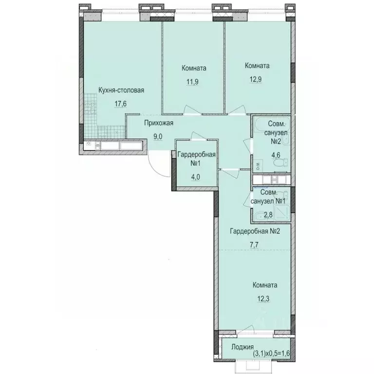 3-к кв. Татарстан, Казань Ферма-2 жилмассив,  (84.4 м) - Фото 0