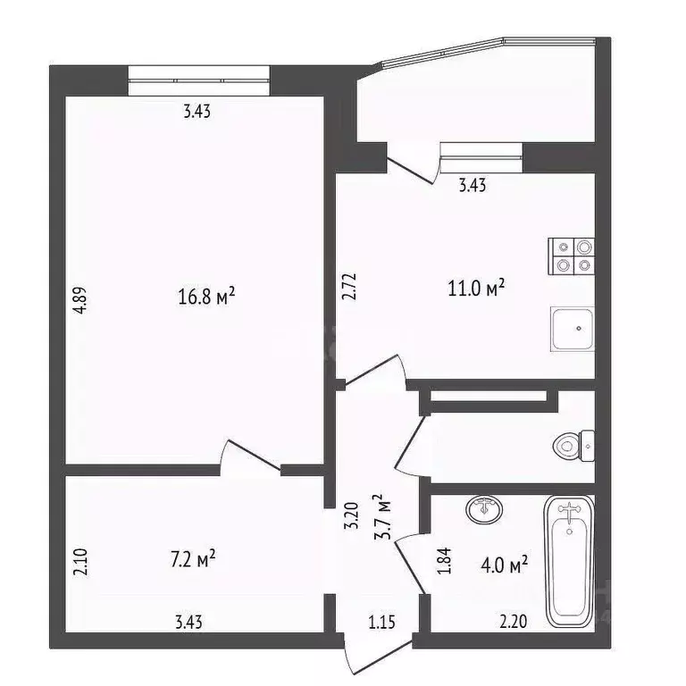 1-к кв. Тюменская область, Тюмень Широтная ул., 192 (43.1 м) - Фото 2