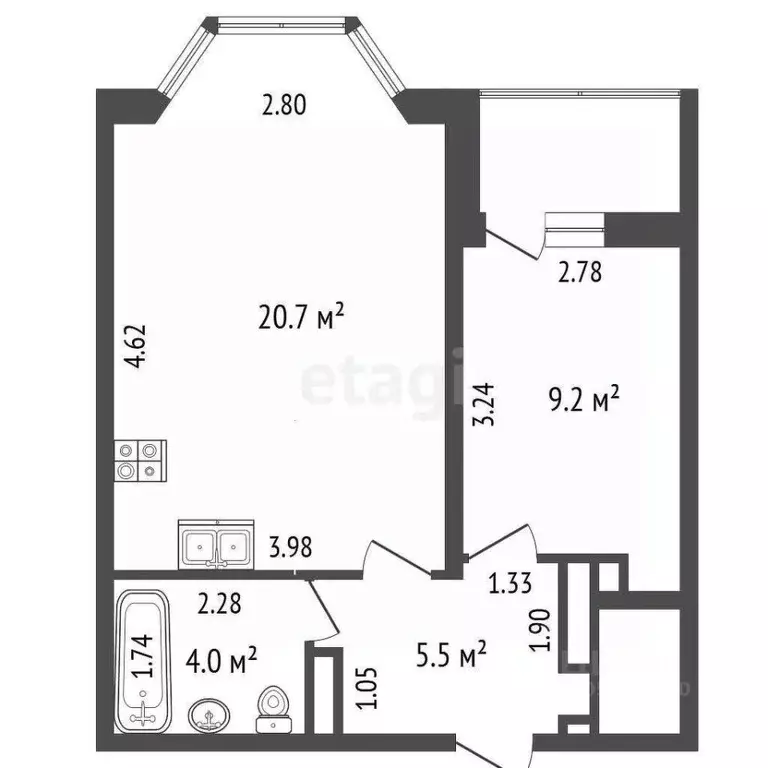 1-к кв. Крым, Феодосия ш. Симферопольское, 11к1 (39.4 м) - Фото 1