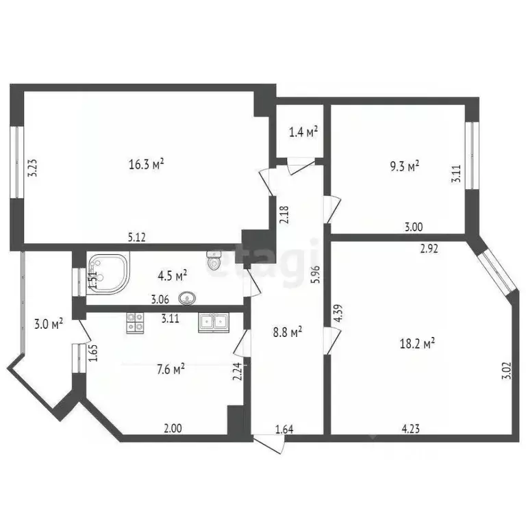3-к кв. Ростовская область, Ростов-на-Дону просп. Соколова, 23 (66.9 ... - Фото 1