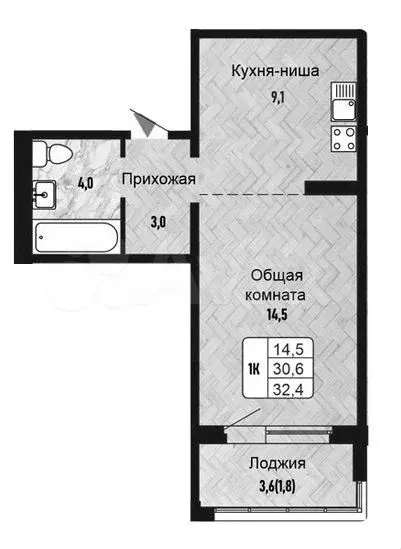 Квартира-студия, 32,5 м, 5/17 эт. - Фото 0