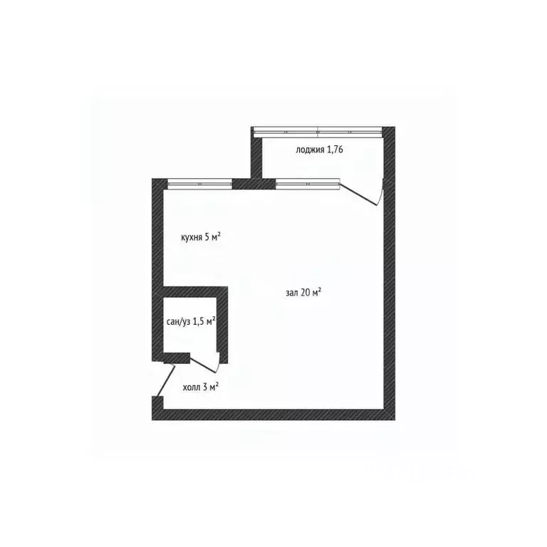 Студия Адыгея, Майкоп Спортивная ул., 1 (30.7 м) - Фото 2