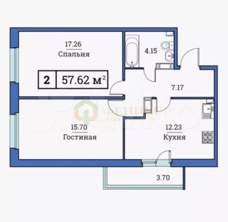 2-к. квартира, 57 м, 17/18 эт. - Фото 0