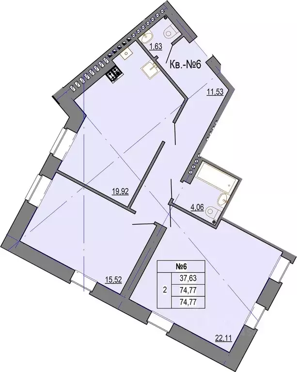 2-к кв. Костромская область, Кострома ул. Козуева, 114 (74.77 м) - Фото 0