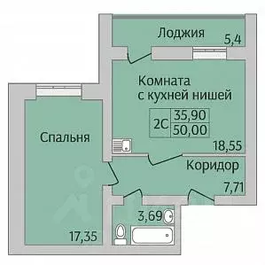 2-к кв. Новосибирская область, Новосибирск ул. Юности, 9 (50.0 м) - Фото 1