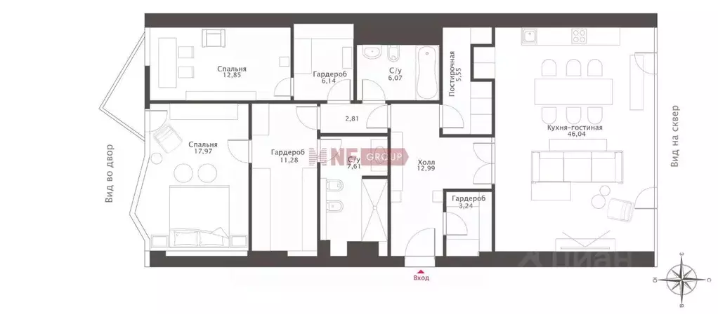 3-к кв. Москва ул. Советской Армии, 6 (135.9 м) - Фото 2
