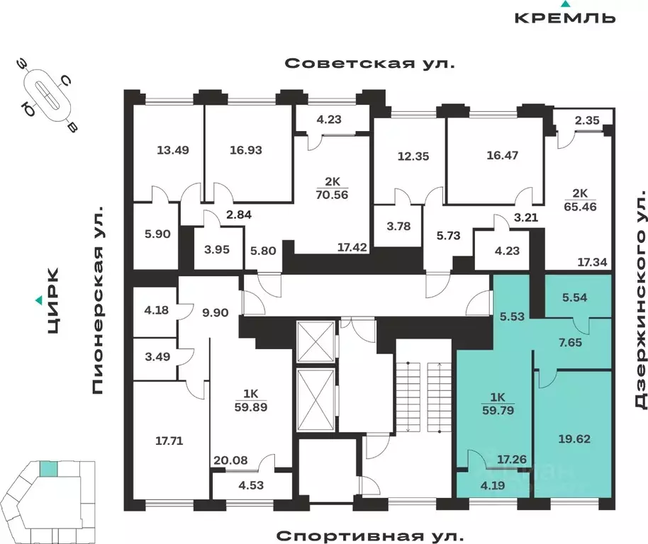 1-к кв. Тульская область, Тула ул. Болотникова, 4 (59.79 м) - Фото 2